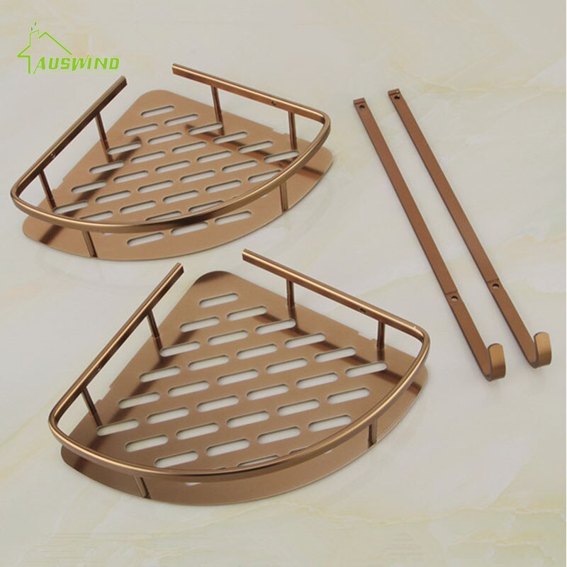 Antique Bronze Two Layer Corner Basket Shelf Silver Brushed Space aluminum Bathroom Accessories Products