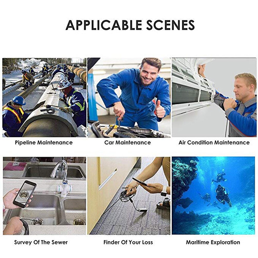 Endoscope 1080P 1M 5M Snake Wire 8mm Lens Camera Waterproof USB PC Android Borescope Camera For Car Repair Inspection Endoscope