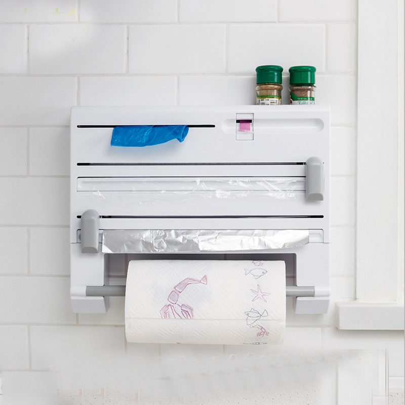 Multifunctionele Vershoudfolie Snijder Muur Houder Vershoudfolie Tin Folie Papier Roll Authentieke Wandmontage Roll Dispenser Voor tin Folie