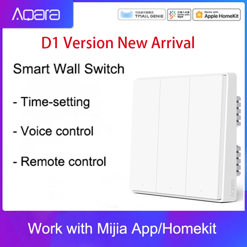 original Aqara Mijia Smart home Light Control D1 Single Fire wire ZigBee Wireless Key Wall Switch Via Smartphone APP