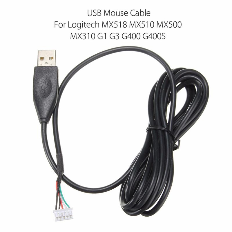 A9LC 2m Maus Linien Ersatz dauerhaft PVC USB Maus Kabel für logitech- MX518 MX510 MX500 MX310 G1 G400S Spielen Maus Schwarz