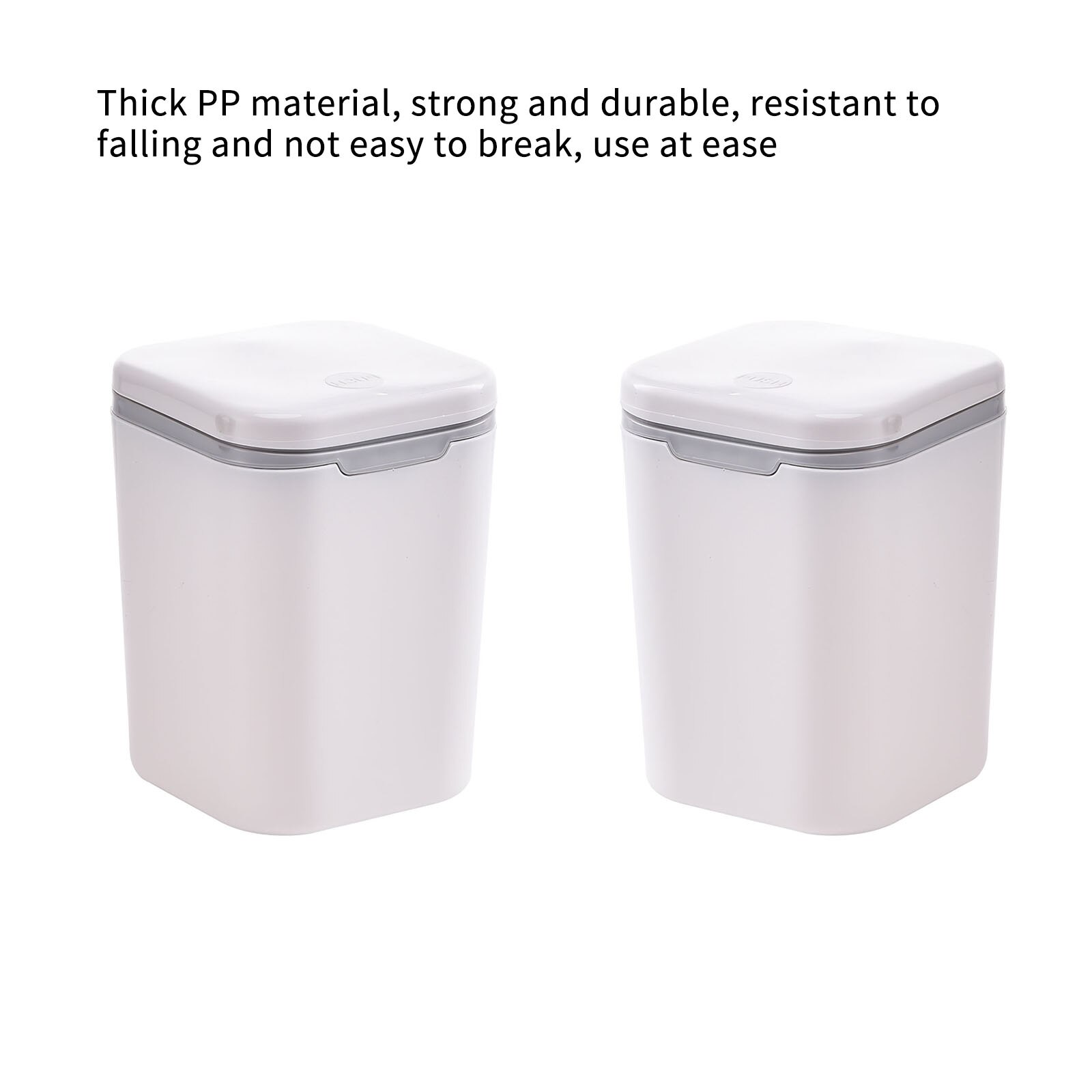 Mini Desk Trash Can White Desktop Trash Can Removable Portable Trash Bin with A Button in the Lid for Bedroom Kitchen Desk