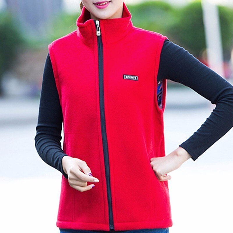 Dame jakker vest tyk fleece plys veste sportstøj slim vest dame varm vest vindjakke stativ krave plus str. 4xl: 5 / Xxl