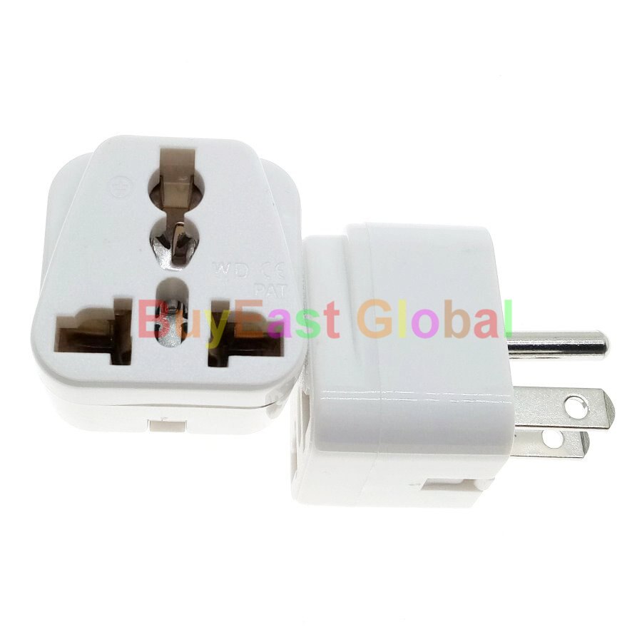 (Pack 3) Universal to USA, Canada Electrical Plug Adapter AC100~250V 10A White Color