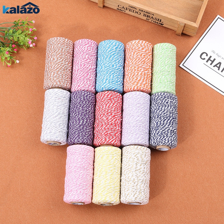 100m/roll DIY Colorful 2ply Bakers Twine String Cotton Cords Rope Wedding Party home Decoration Christmas DIY Wrapping