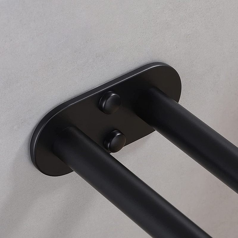 Toallero de baño, soporte de acero inoxidable, toallero doble negro de pared, barra de mano, colgador de toallas, soporte de escalera, accesorios de baño