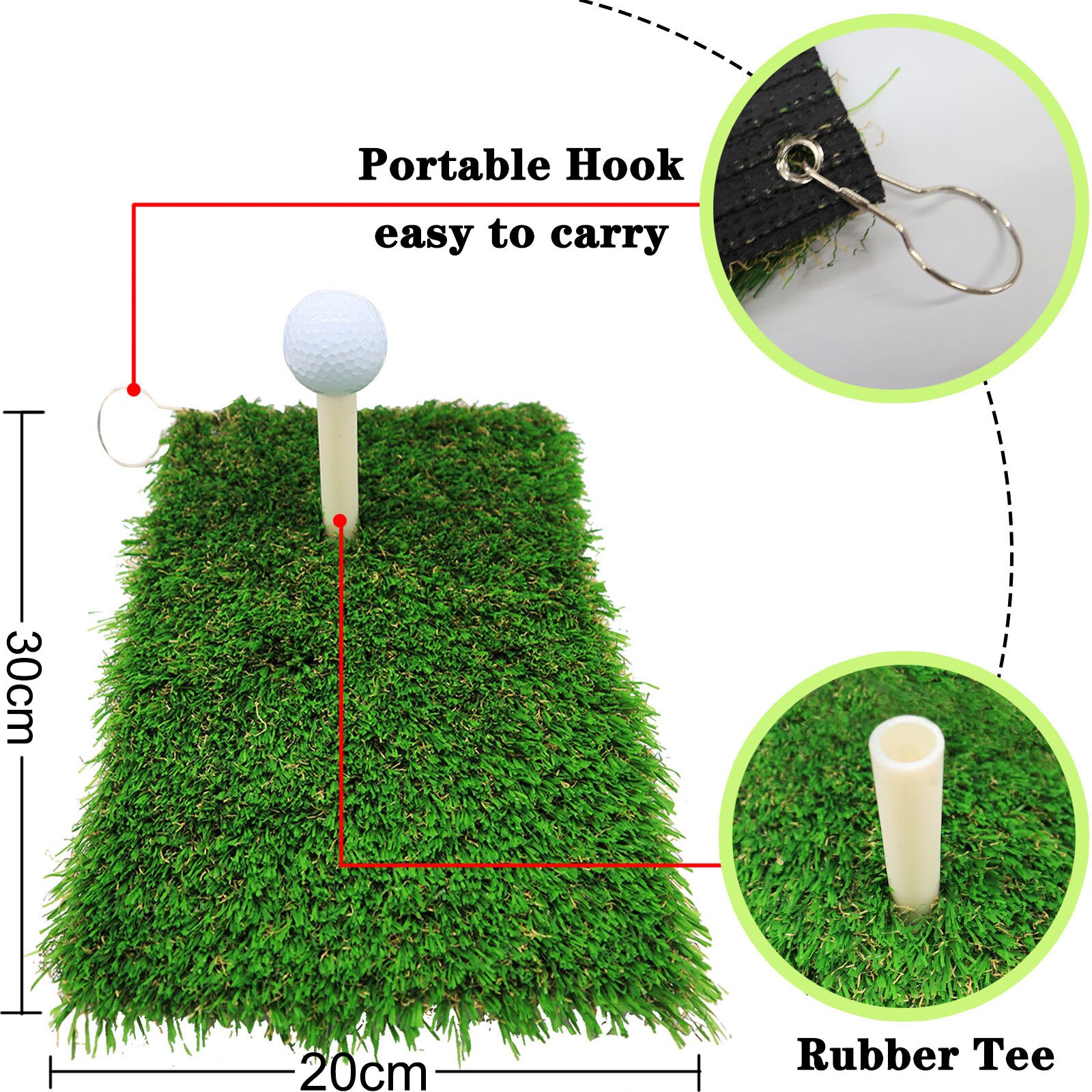 Mini Chipping Hitting Golf Mat 30x20cm with Hook Swing Training Putting Green Practice Accessories Indoor Outdoor