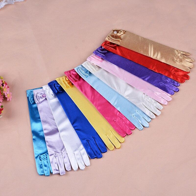 Lange Satin- Handschuhe Für Blume Mädchen Weiß Charme Geburtstag Party Handschuhe freundlicher freundlicher Handschuhe Mädchen Finger Blume Mädchen Handschuhe