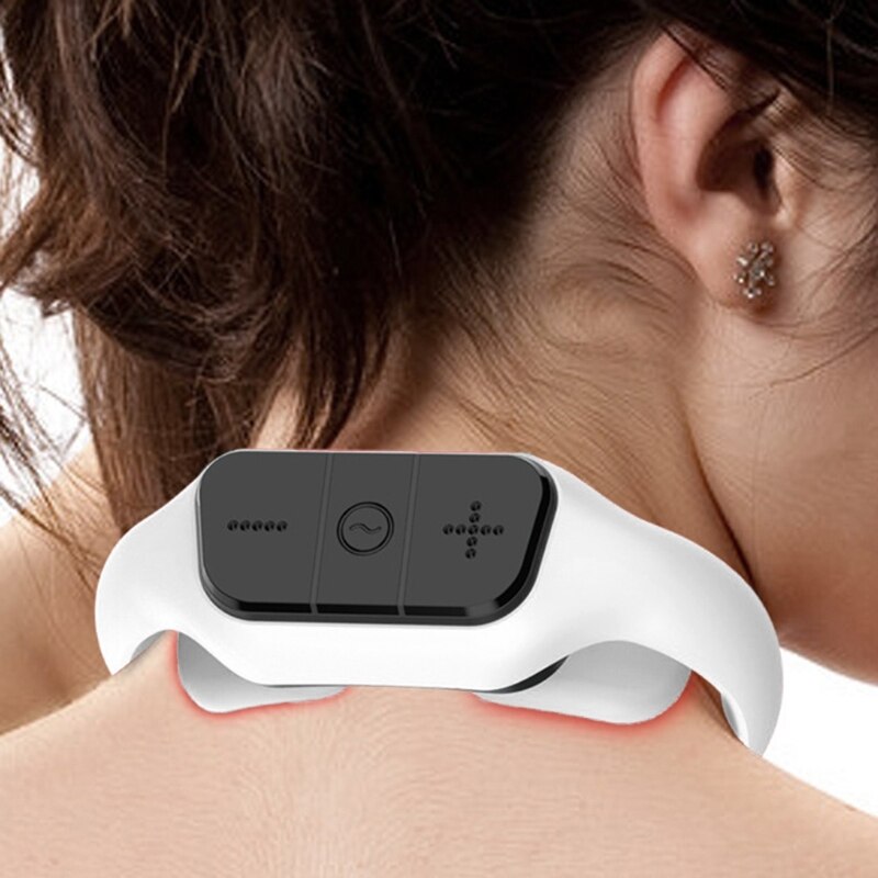 Neck Massager with Heat Intelligent Wireless Electric Pulse Massager Portable Travel Cordless for Home Office Use