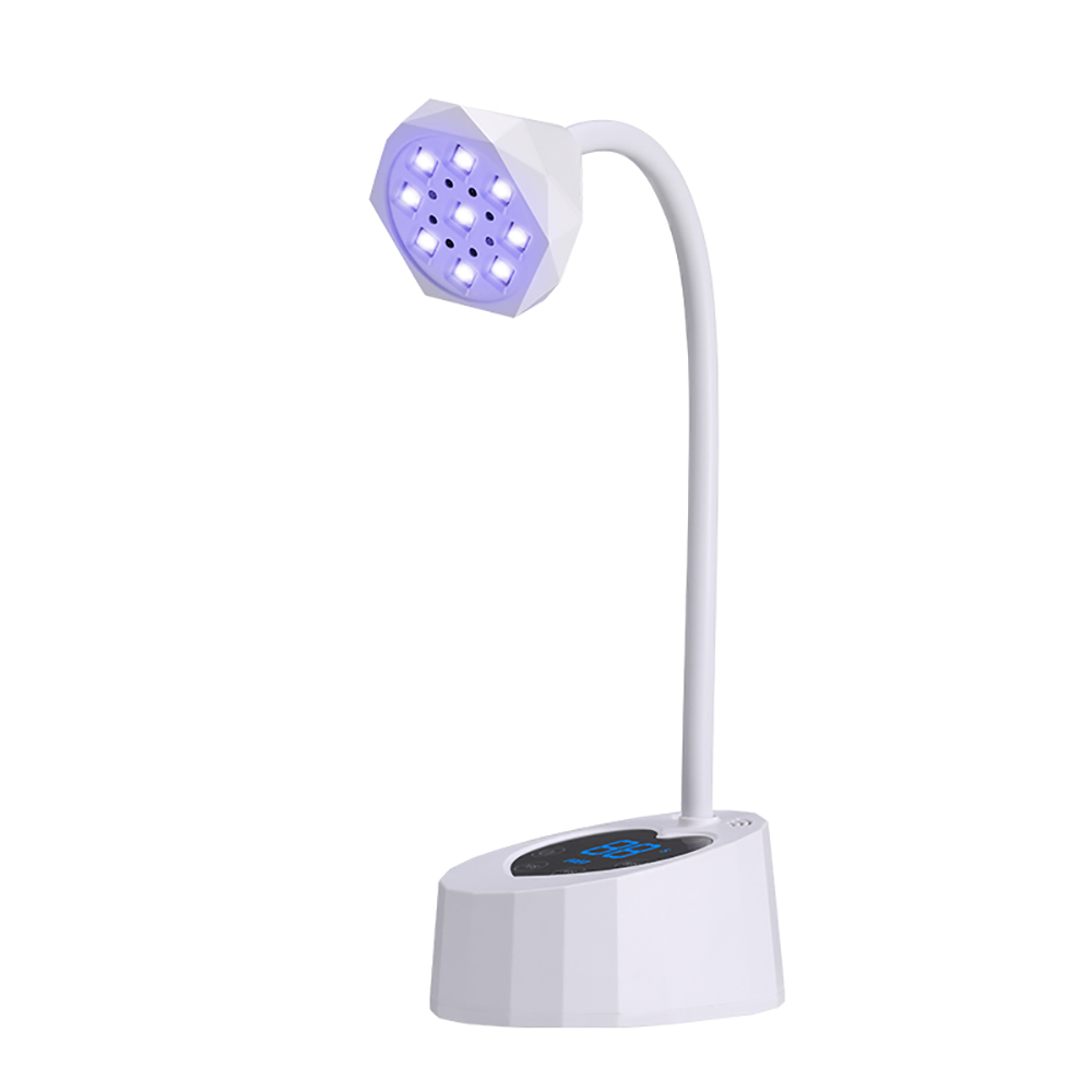 Kabellose Nagellampe, LED-UV-Nageltrockner, wiederaufladbar, automatische Erkennung, berühren-Steuerung, schnell trocknendes Nagellicht 360° ° Biegsame Tischlampe: Weiß