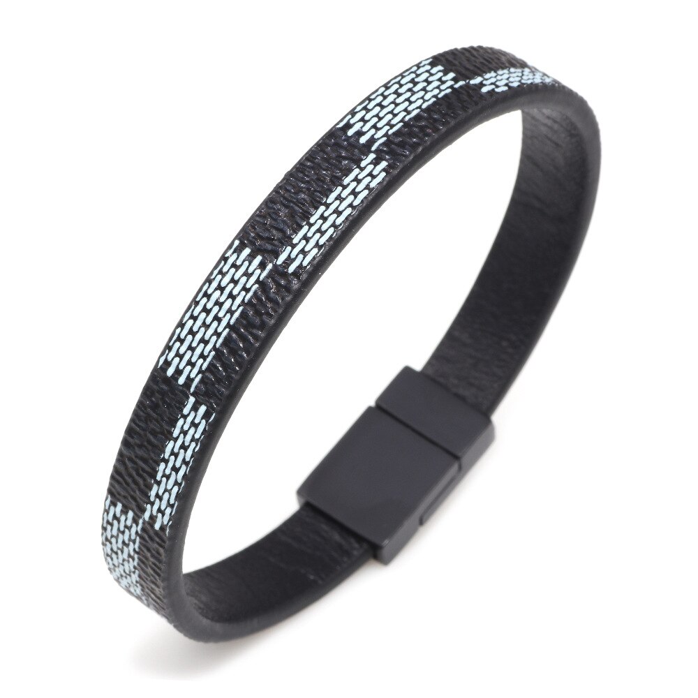 Leather Bracelet Charm Classic Black Brown PU Men's Bracelet Magnet Buckle Bracelets for Men and Women Jewelry: Black