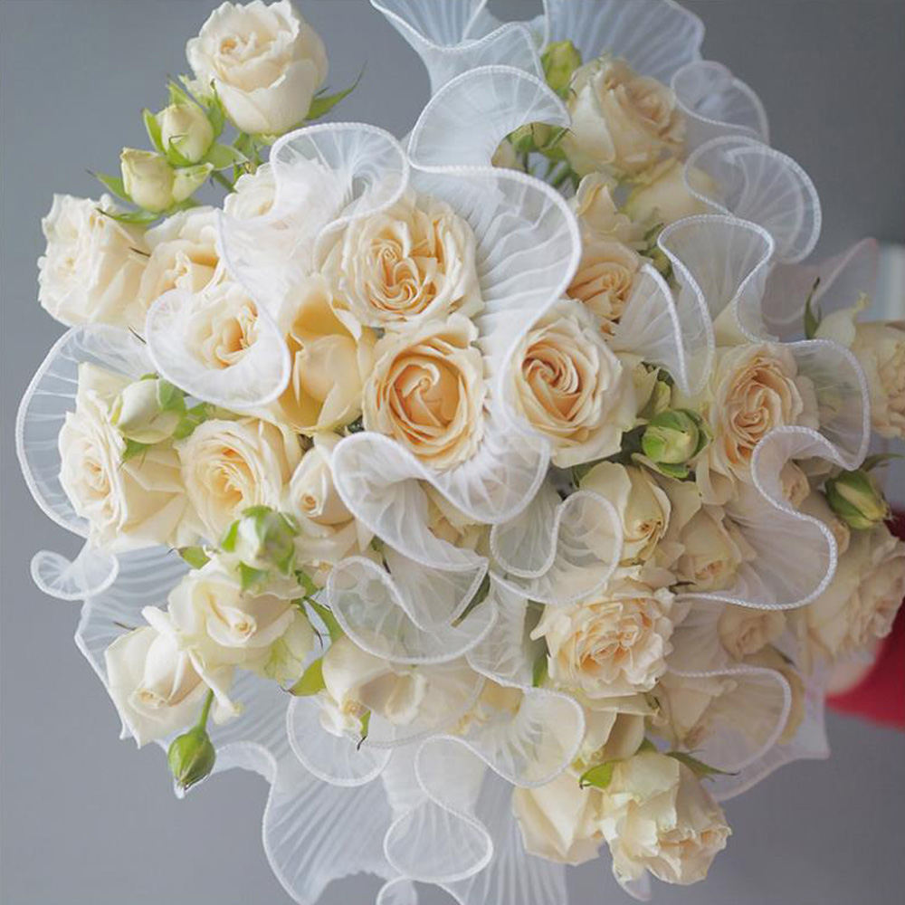 Gasa de envoltura de 28cm x 4,5 yardas, malla ondulada, material de embalaje de flores, gasa rosa, paquete floral, suministros para decoración del hogar