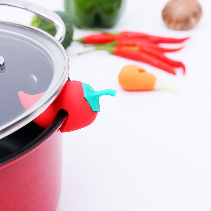Silicone Pot Clips Supplies Cute Pepper Pan Cover Anti-overflow Rack Kitchen Prevent Overflow Lid Holder Shelf Soup Pot Clip