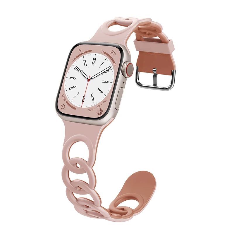 Pasek do Apple Watch Band Ultra 49mm 44mm 40mm 45 Mm 41mm 38mm 42mm Sportowa silikonowa bransoletka z pętlą IWatch Series 8 7 6 3: Oliwy z oliwek flak / 14mm