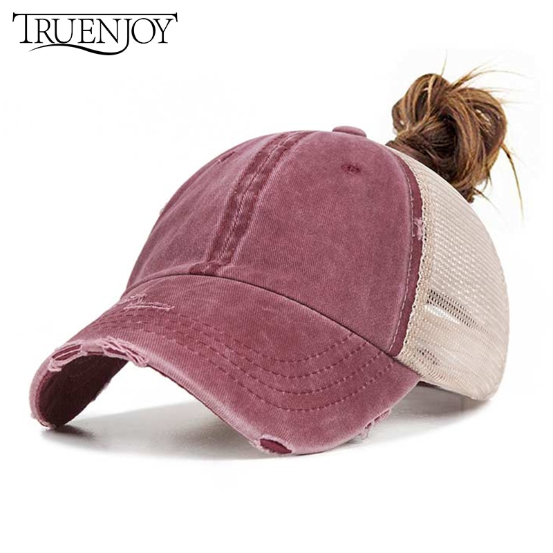 Truenjoy sommer kvinder mesh hestehale baseball cap snapback kasketter til kvindelig sport hat dame ben gorras