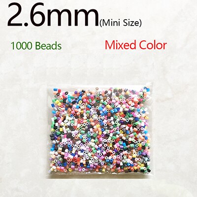 1000 Mixed Color 2.6mm/3mm/5mm Mini Hama Beads EVA Handmade Cartoons Material DIY Lover Fuse/Hama/Perler Beads Opp Bag: 2.6m Mxied 1000 Bead