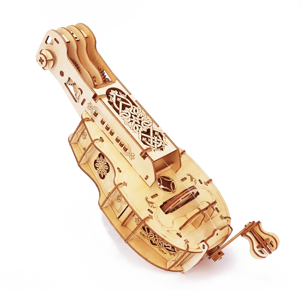 Hurdy Gurdy Mechanical Model DIY Musical Instrument 3D Wooden Puzzle Building Kits Birthday For Adults and Kids