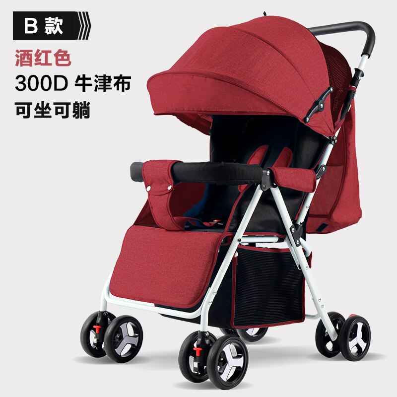 Draagbare Kinderwagen Vouwen Kinderwagen Ultra Lichtgewicht En Handig Kan Sit Lie Baby Eenvoudige Kind Mini Vier Wiel Kar: red B