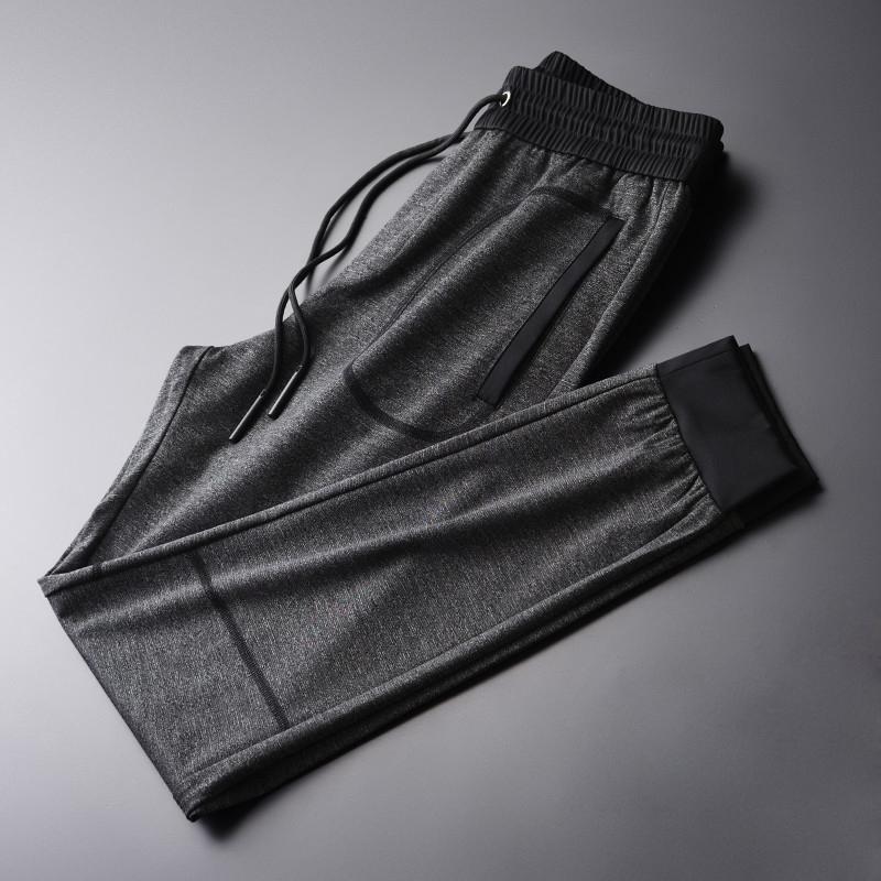 Lyxig blomma vårgarn ren färg sport fritid herrbyxor plus size 4xl elastisk midja casual byxor herr: M