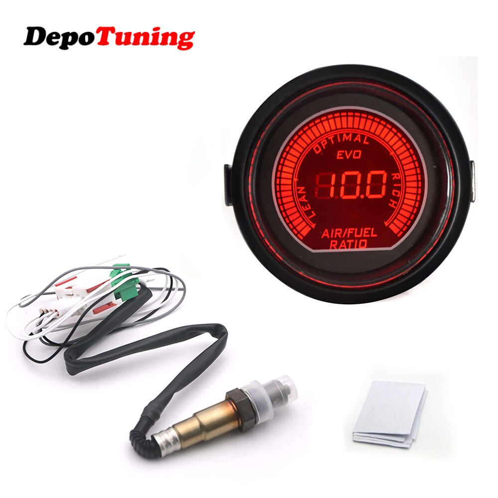 2"52mm Digital Air Fuel Ratio Gauge Red&amp;Blue Dual Led With Narrowband O2 Oxygen Sensor Car Gauge Fit for 12V Car OEM: 0258006028
