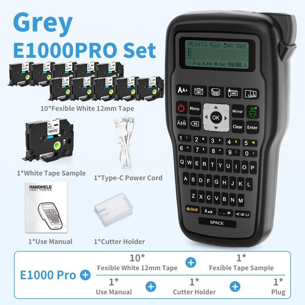 E1000PRO Portable Industrial Label Printer Compatible with Ordinary labels,Heat Shrink Tubing, Cable Labels, Ribbon Labels etc.