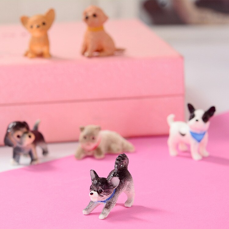 6 stks/set 1:12 Schaal Simulatie Kat En Hond Poppenhuis Miniatuur Model Poppenhuis Decoratie Poppen Accessoires