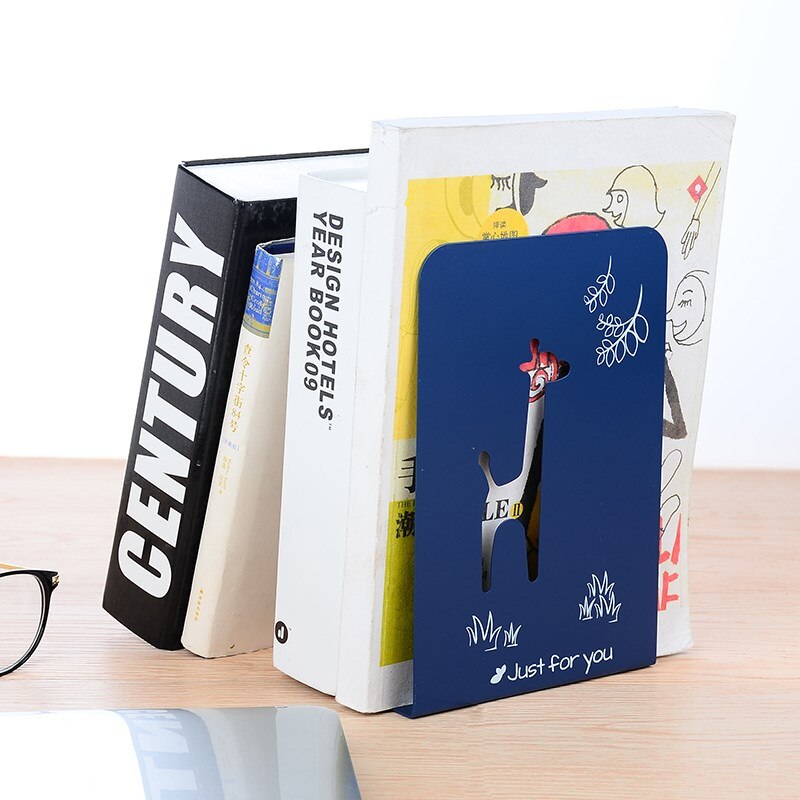Bibliothèque séries girafe et horloge mignonne, grande bibliothèque en métal, support de livre de lecture, pièces/ensemble