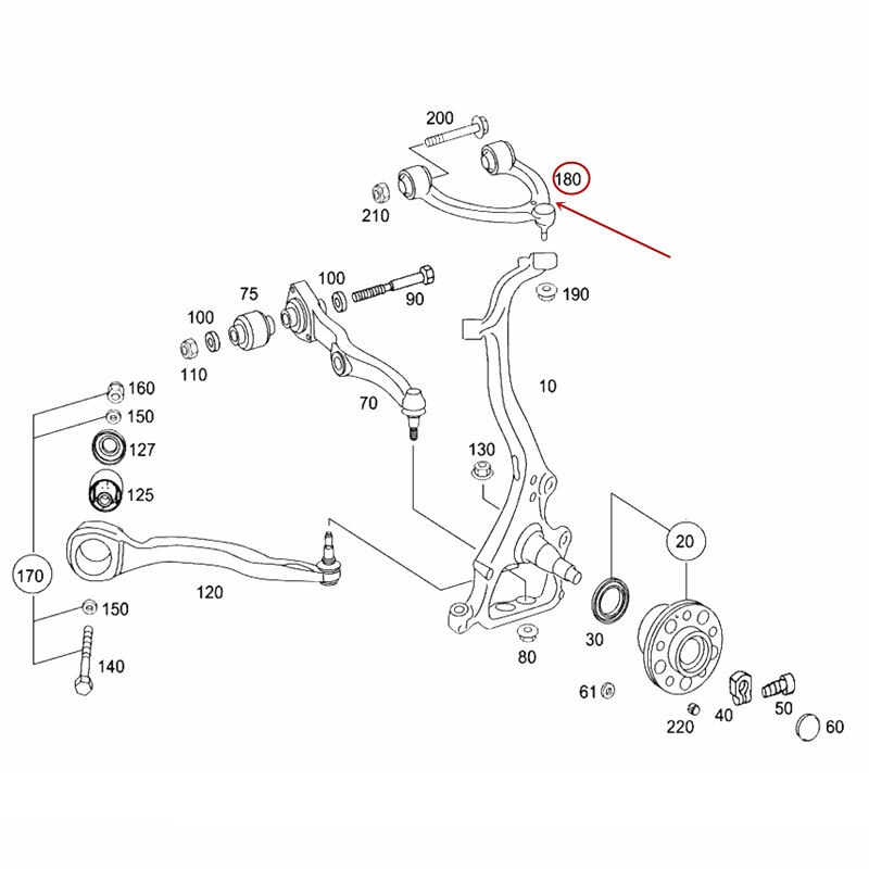 Brazo de suspensión superior del brazo en U, brazo de oscilación de la rueda delantera adecuado para S grado S500mer ced es-be nzS400 brazo de control Lateral colgante