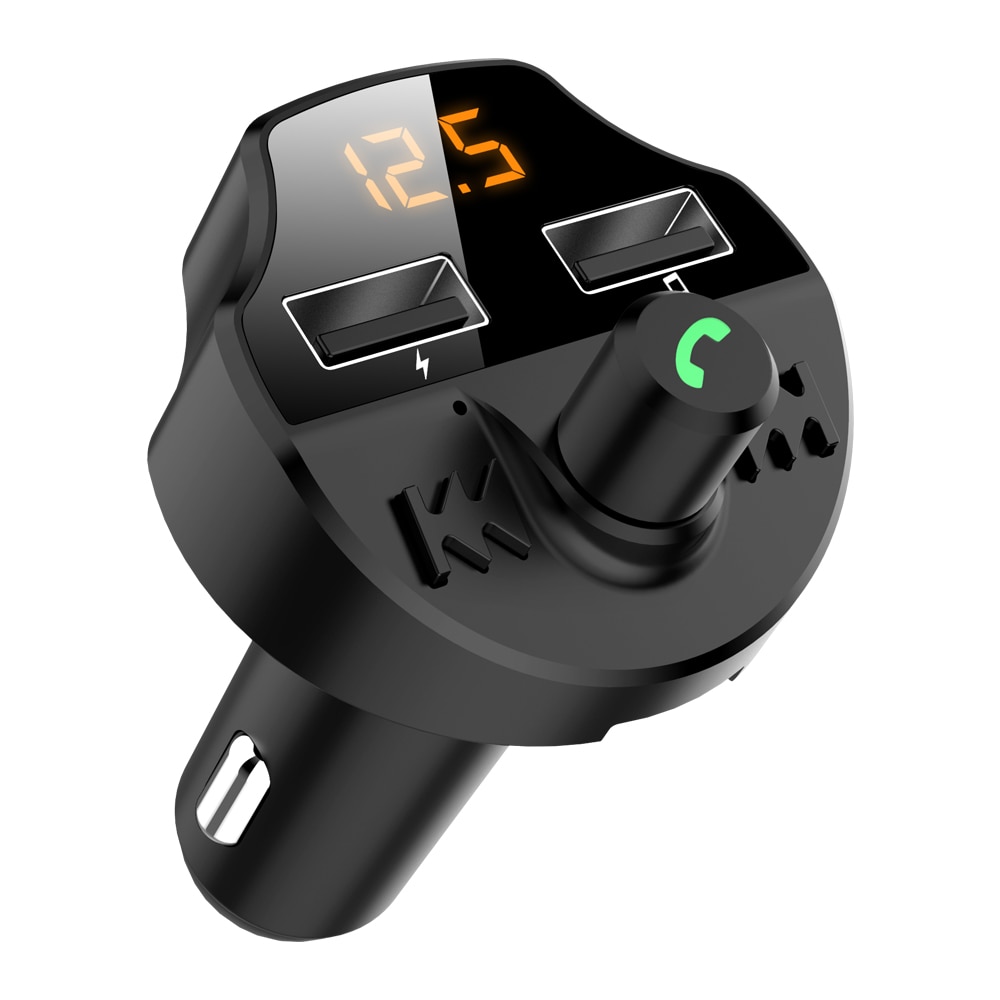 Spanning LCD Fm-zender Navigatie voice play Bluetooth Carkit MP3 Radio Speler Aux Modulator Handsfree Dual USB Car Charger