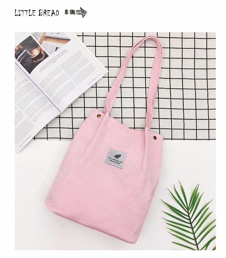 Moonbiffy Vrouwen Solid Corduroy Schoudertassen Boodschappentas Tote Pakket Crossbody Tassen Portemonnees Casual Handtas Voor Vrouwen Boekentas: Pink