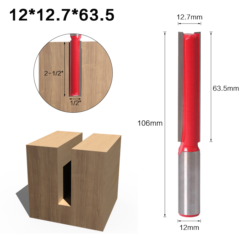 1 pc Straight/Dado Router Bit 1/2" Dia. X 2-1/2" Length - 12mm Shank Woodworking cutter Wood Cutting Tool
