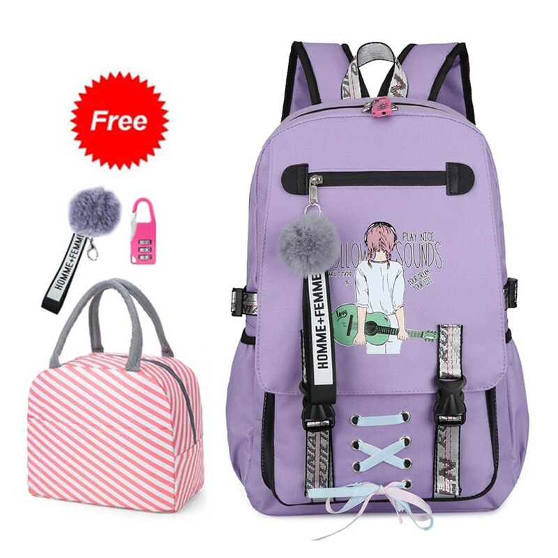 2020 novo anti-roubo saco de escola oxford pano impermeável mochila feminina criança moda sacos amarelo blackteen mochila para meninas: Purple large