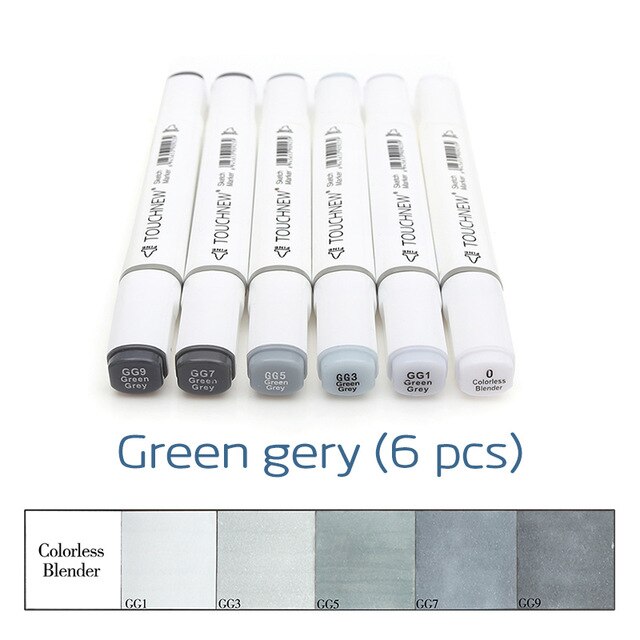 TOUCHNEW 6/12/30 kolory skali szarości markery artystyczne zestaw głowy dwukrotnie pisak robić szkicowania alkoholu tuszu na bazie neutralny szary tona dostaw sztuki: HT6HB001AB6