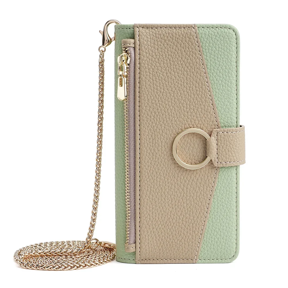 Redmi Note 13 Pro Crossbody Phone Case for Xiaomi Redmi Note 13 13R Pro Plus 13C 5G Poco X6 M6 Pro Wallet Case with Metal Chain: Neoprene / green