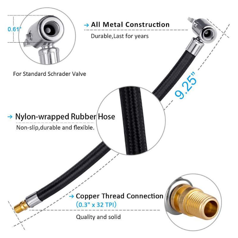 40cm/100cm auto fiets opblaasbare verlengbuis luchtklem inflator pomp ventiel clip klem adapter verbindingsbuis auto compressor band