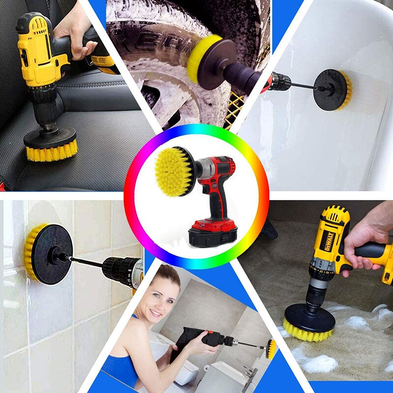 Juego de cepillos eléctricos para limpieza de alfombras, cepillos de nailon para neumáticos de coche, redondos de plástico, 1/3/6/12 Uds.
