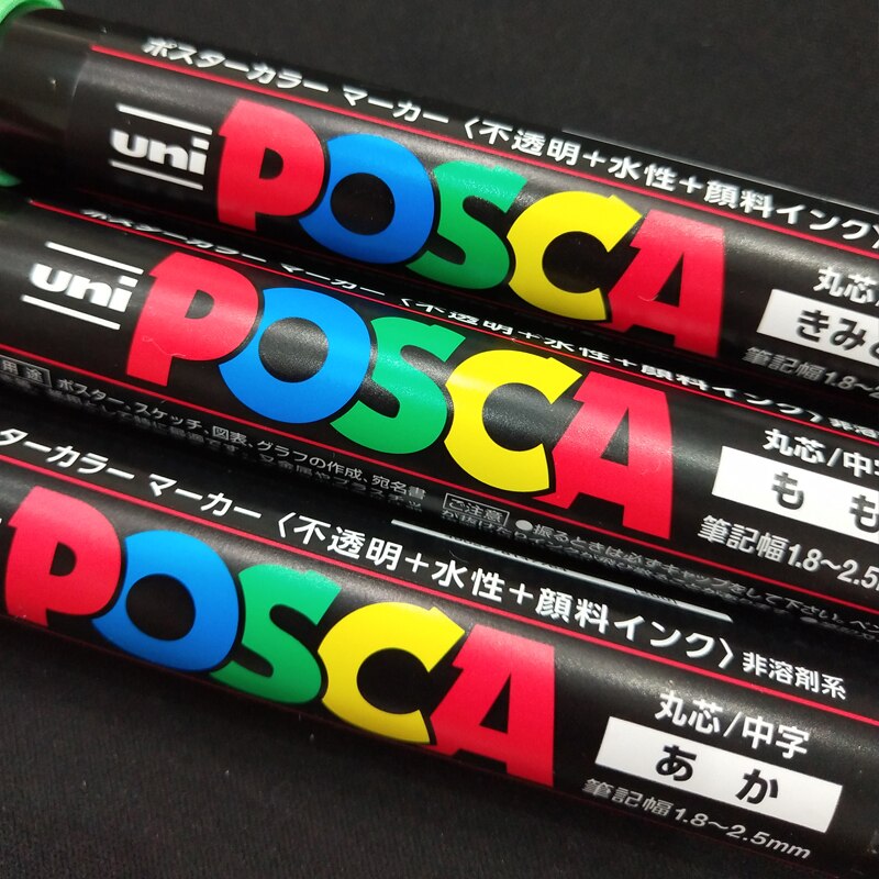 Uni posca tuschpenna pc -1m st -3m st -5m uppsättning pop affisch reklam penna måla penna komisk målning rund huvud vatten konst markör