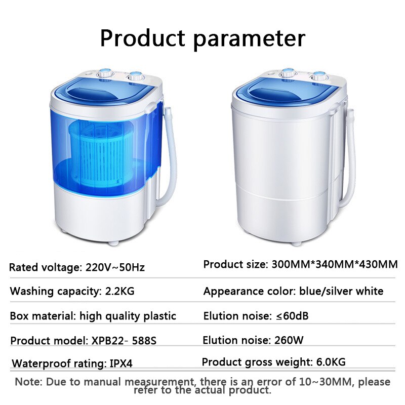 Washing Machine Small Portable Mini Washing Machine 2.2kg Single Bucket Dip Washing Deodorant Timed Small Size CY