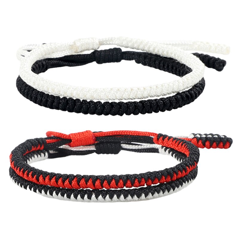Zwart Rood Touw Handgemaakte Armband Vrouwen Charm Lucky Verstelbare Knopen Tibetaanse Boeddhistische Armbanden & Bangles Voor Mannen Beste Vriend