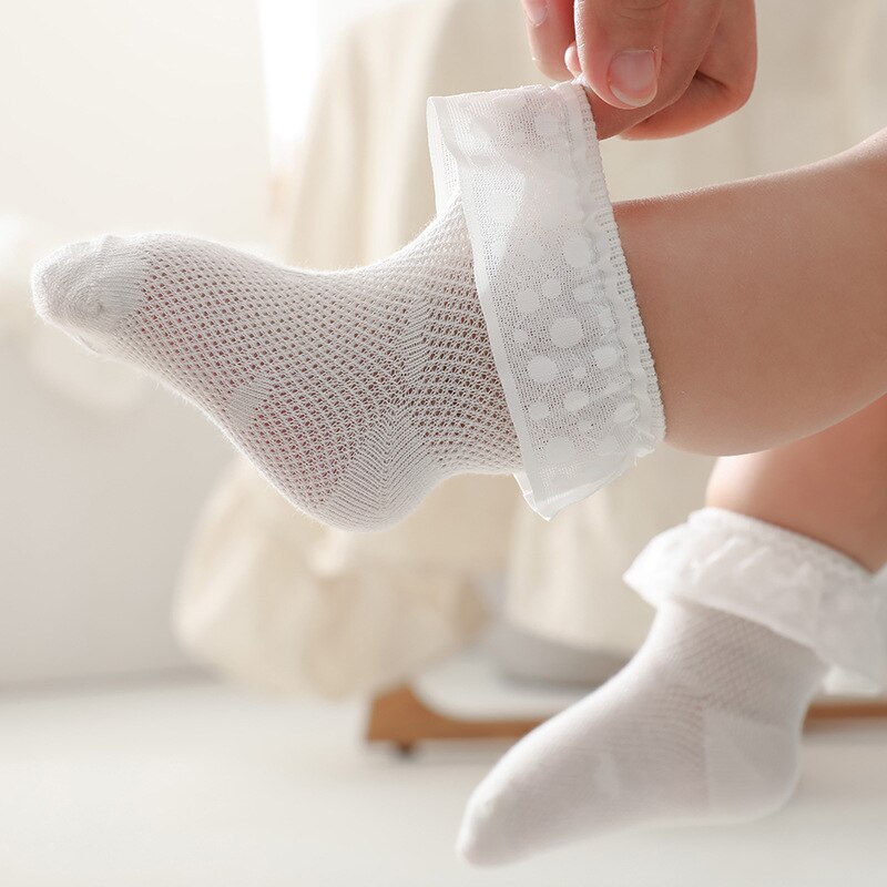 Spitze Rüsche Neugeborenen Baby Socken Weiche Sommer Gittergewebe Atmungsaktive Baby Mädchen Socken Kleinkind Kleinkind Anti-Unterhose kurz Socke Sokken