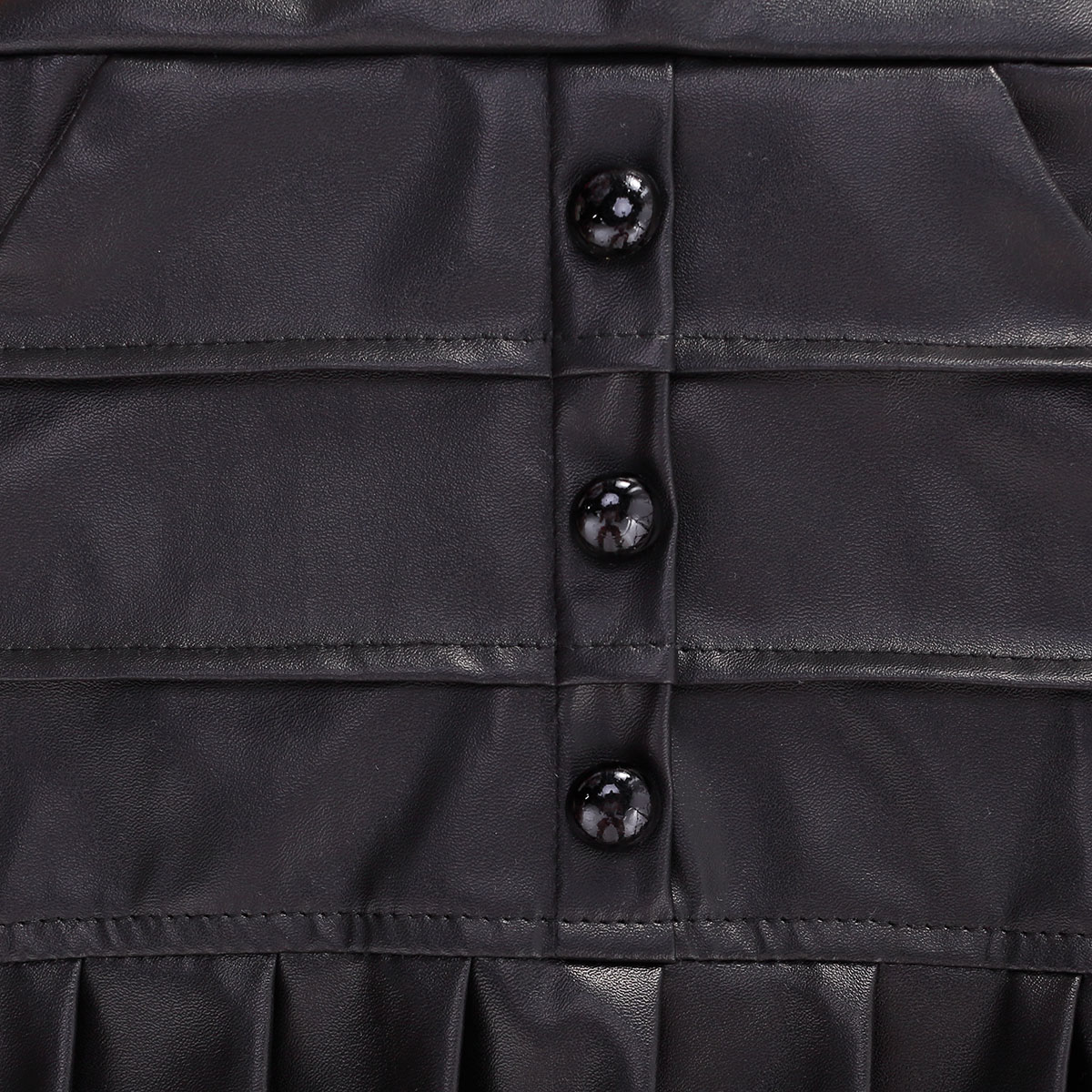 Kleinkind freundlicher Baby Mädchen PU Plissee Felsen Feste Gekräuselte Tasten Mini Röcke Prinzessin Leder BöHöhle 6M-5Y