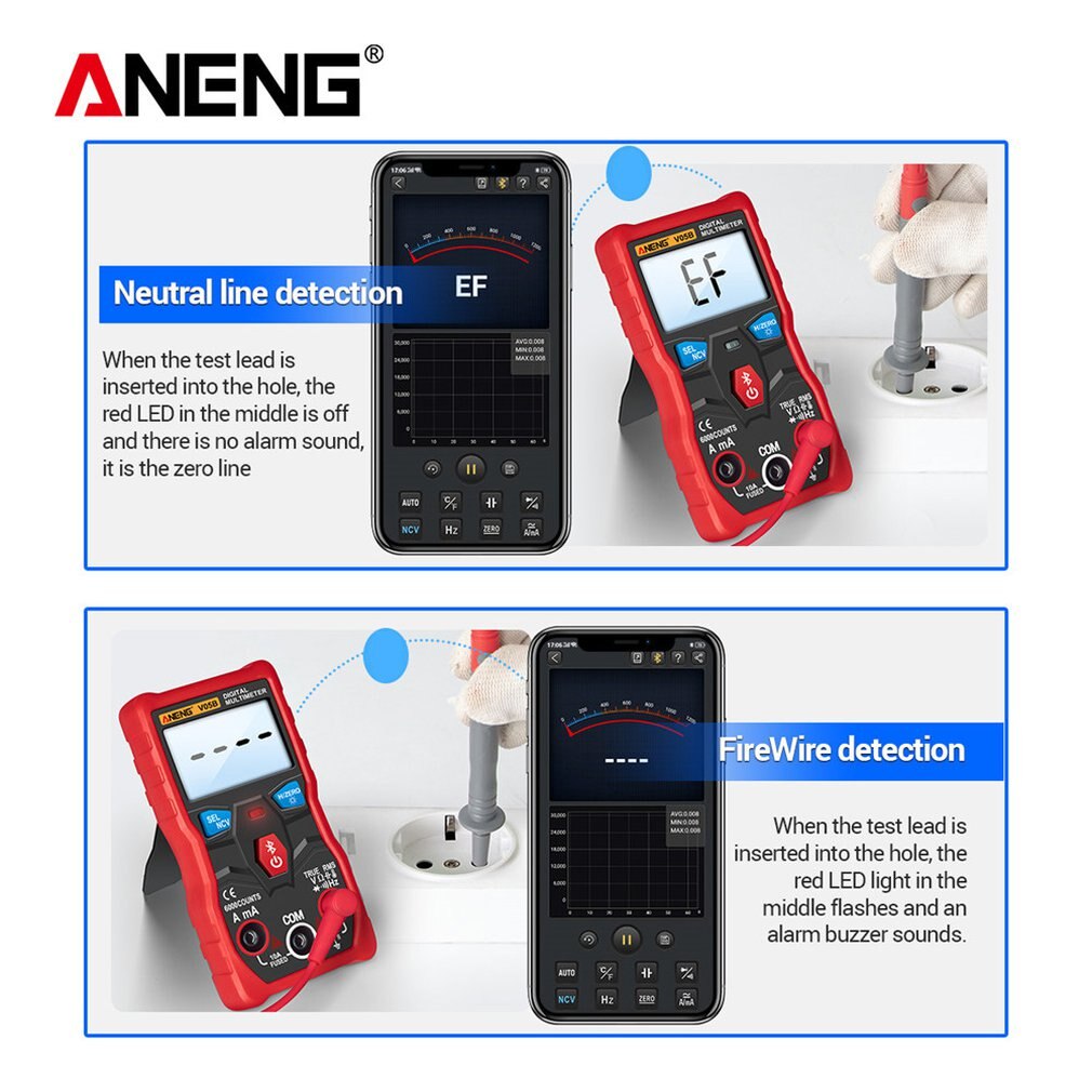V05B Digitale 6000 Zählt Professionelle Analog Multimeter AC/DC Ströme Spannung Mini Tester True RMS Bluetooth Multimetro