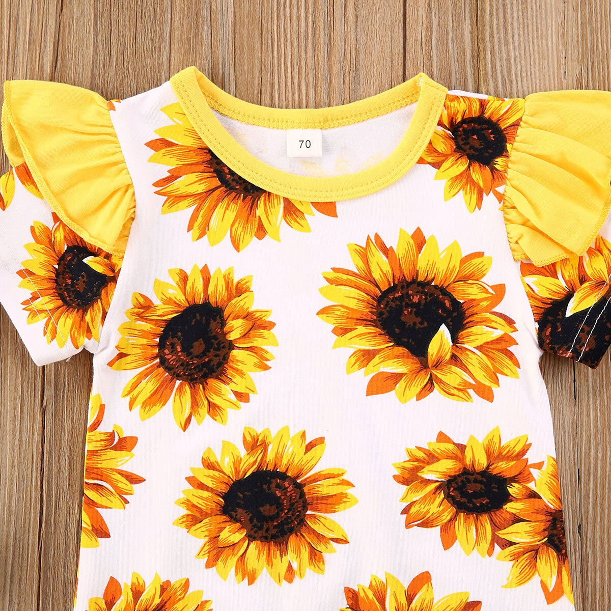 0-18M Nieuw Zomer Baby Meisjes Jongens Rompertjes Hoofdband 2 Stuks Zonnebloemen Print Korte Mouw Jumpsuits Kleding