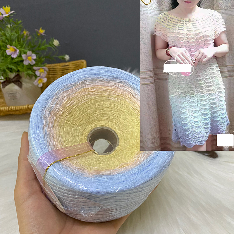 Organic Cotton Cake Line Gradient Color Baby Wool, DIY Handmade Knitting Line, Crochet Line, Shawl Long Skirt Sweater, 300g/Ball