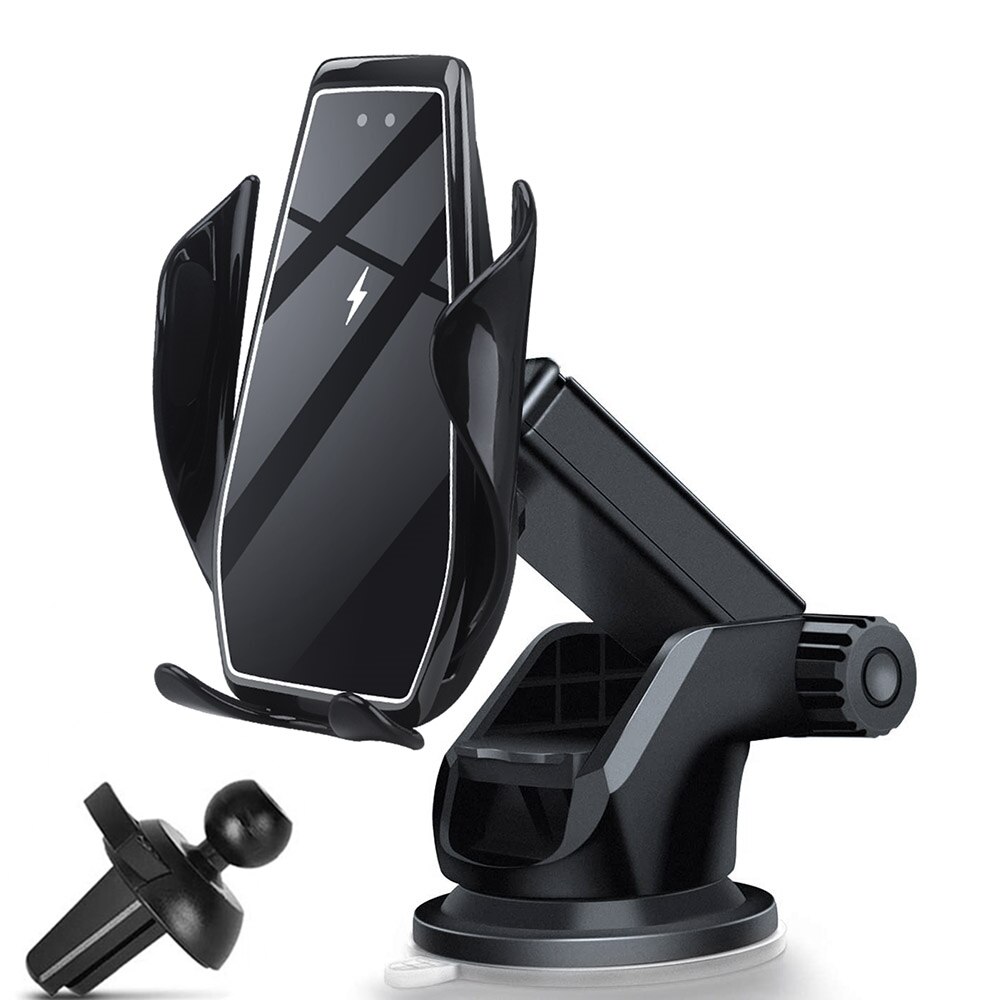 15W chargeur de voiture sans fil capteur infrarouge serrage automatique Qi support de montage de charge rapide pour iPhone 11 XS XR X 8 Samsung S20 S10 S9: Type2 Black