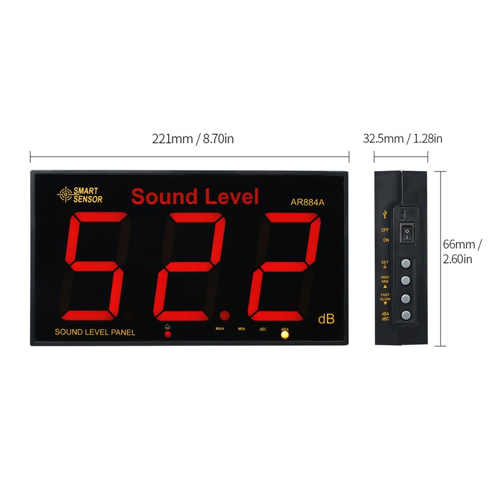 AR884A-medidor de nivel de sonido Digital, dispositivo inteligente montado en la pared con pantalla LCD grande