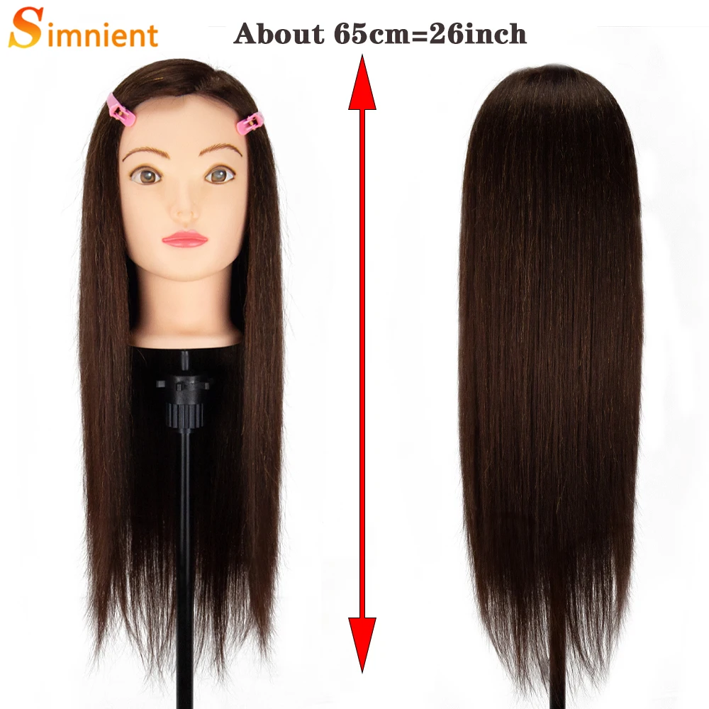 85%Real Hair Doll Head For Hairstyle Training Head Kit Mannequin Head Styling To Practice Curl Iron Straighten