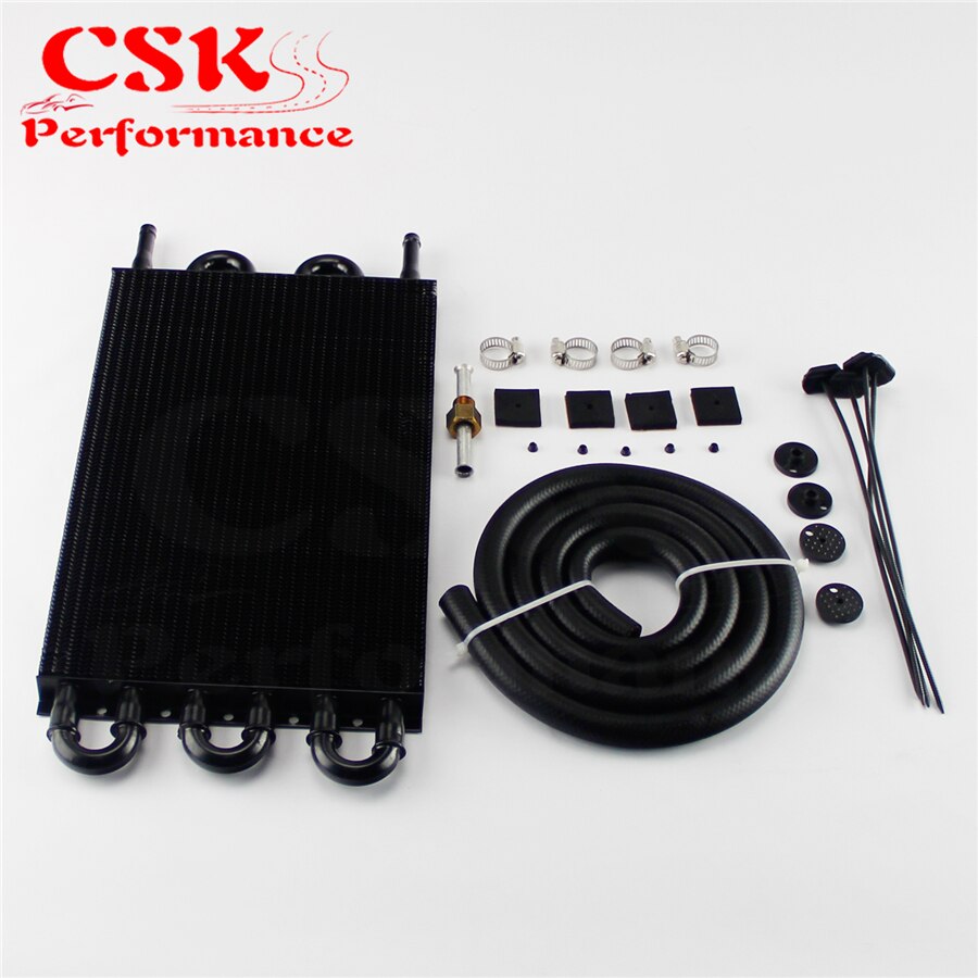 6 Row Radiator Remote Aluminum Transmission Oil Cooler + Hose / Mounting Kit BK