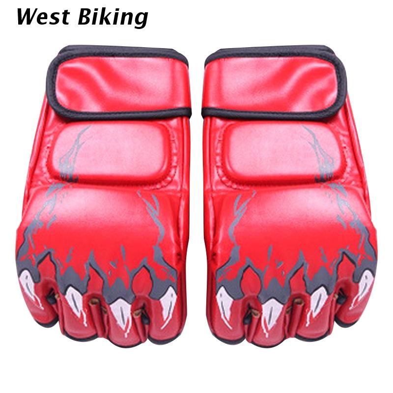 448D 1 para PU skórzane rękawice bokserskie pół palca rękawice bokserskie rękawice treningowe rękawice Kickboxing dla dorosłych: czerwony