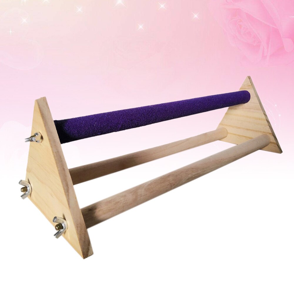 1Pcs Wood Parrot Perch Stand Durable Portable Wood Triangle Perch Stand Training Plaything Cage Nibble Toy for Parrot Hens Bird